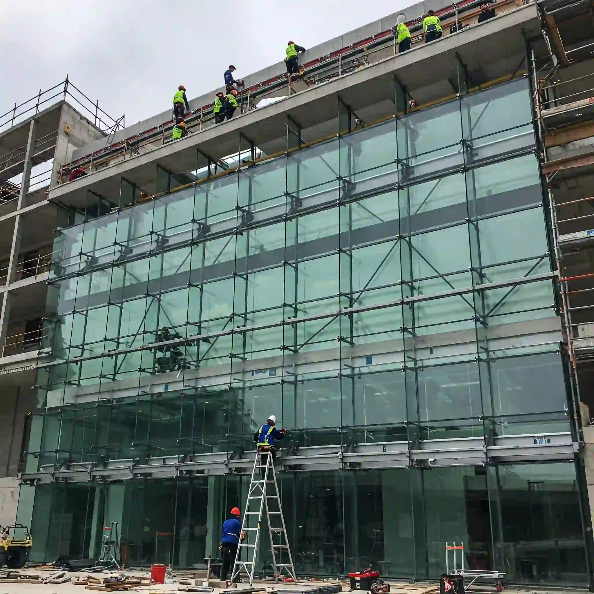 Modern curtain walling installation in London